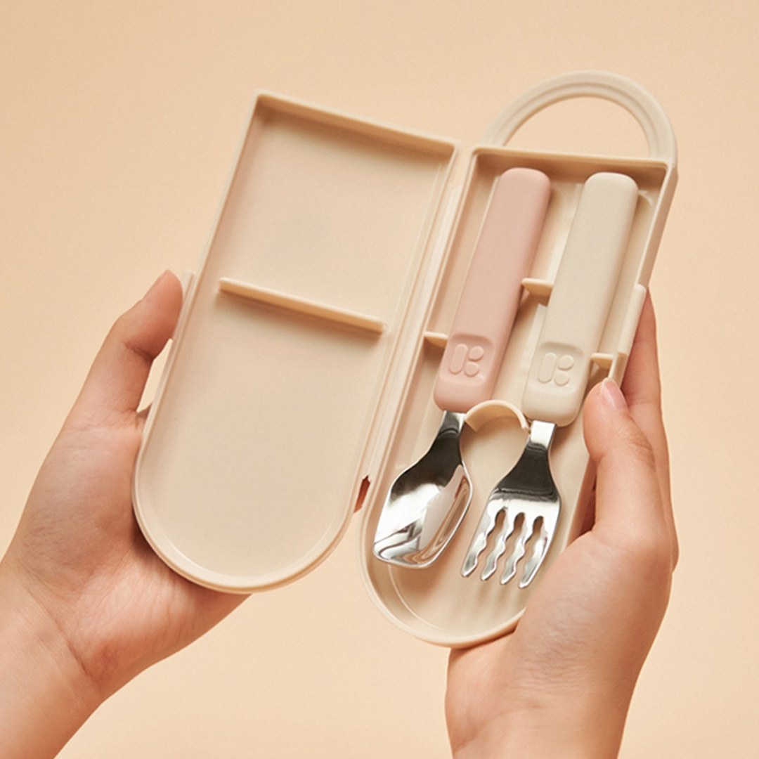 Mother-K Toddler Spoon & Fork set with case, +12m.