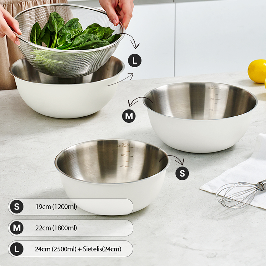 Mother-K Life Stainless Steel Mixing Bowl Set, 4 pcs Mother-K Life Stainless Steel Mixing Bowl Set, 4 pcs