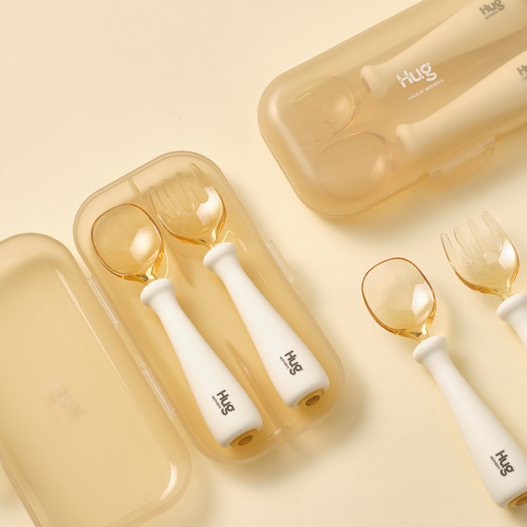 Mother-K HUG PPSU Spoon and Fork Set with Case, from 8 months Mother-K HUG PPSU Spoon and Fork Set with Case, from 8 months